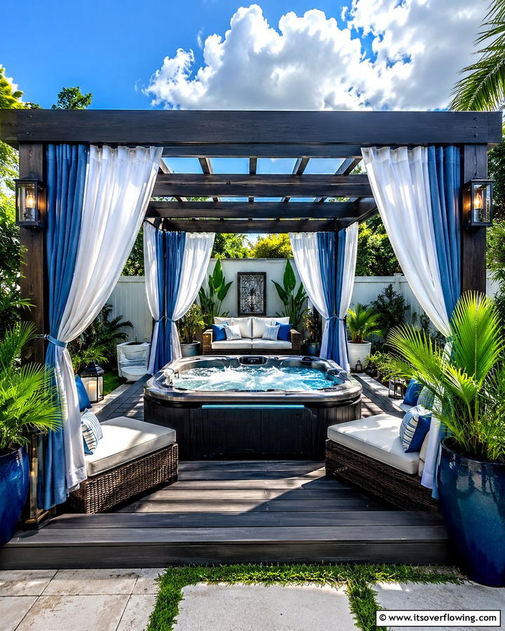 Outdoor Curtains for a Cozy Retreat - 25 Backyard Hot Tub Privacy Ideas for Relaxing Spaces