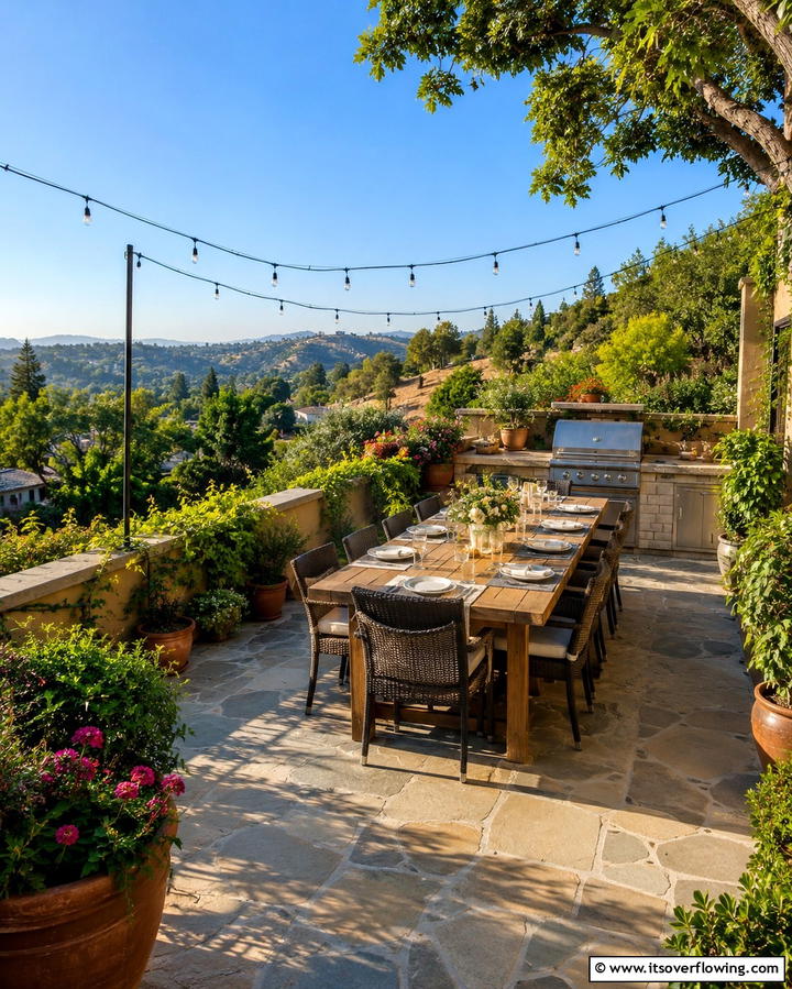 Outdoor Dining Terrace - 25 Down Sloped Backyard Ideas for a Unique Outdoor Space