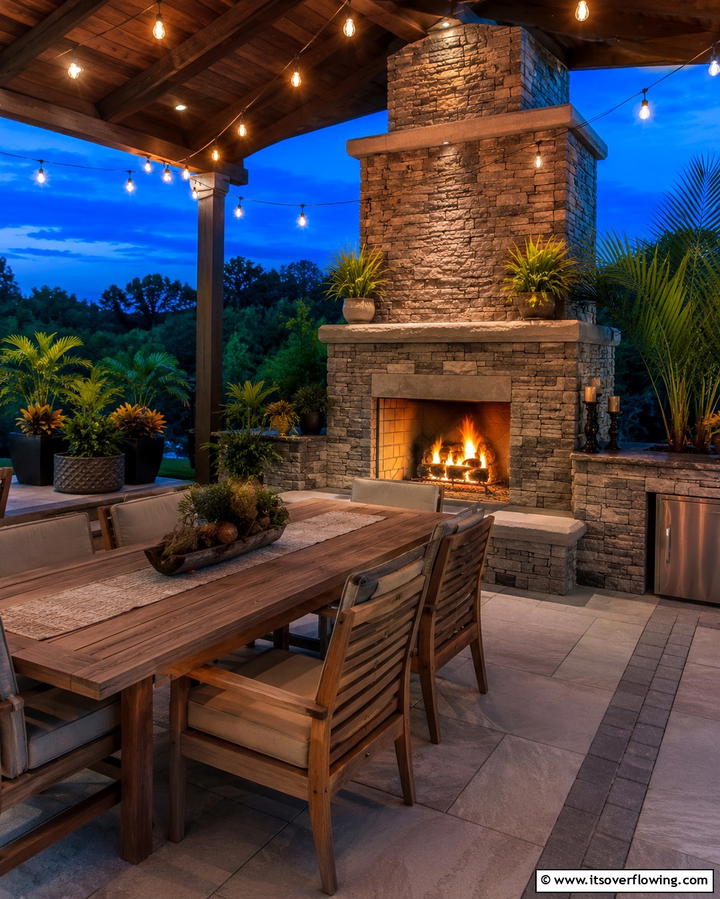 Outdoor Dining with a Patio Fireplace - 25 Dining Room With Fireplace Ideas for Cozy Gatherings