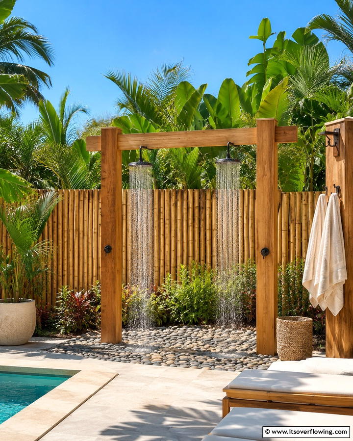 Outdoor Double Shower - 25 Double Shower Ideas for a Luxurious Bathroom