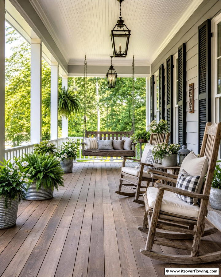 Outdoor Farmhouse Veranda - 21 Farmhouse Decor Ideas to Add Rustic Charm
