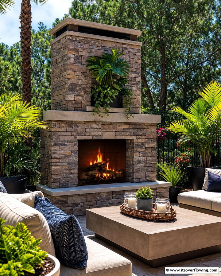 Outdoor Faux Stone FireplaceExact - 25 Faux Stone Fireplace Ideas for a Cozy and Elegant Look