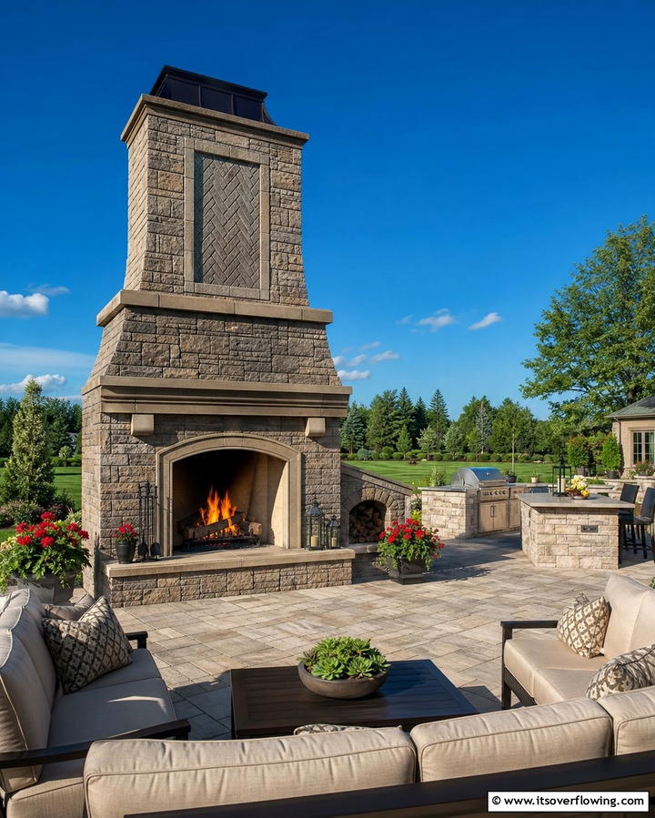 Outdoor Faux Stone FireplaceOne - 25 Faux Stone Fireplace Ideas for a Cozy and Elegant Look