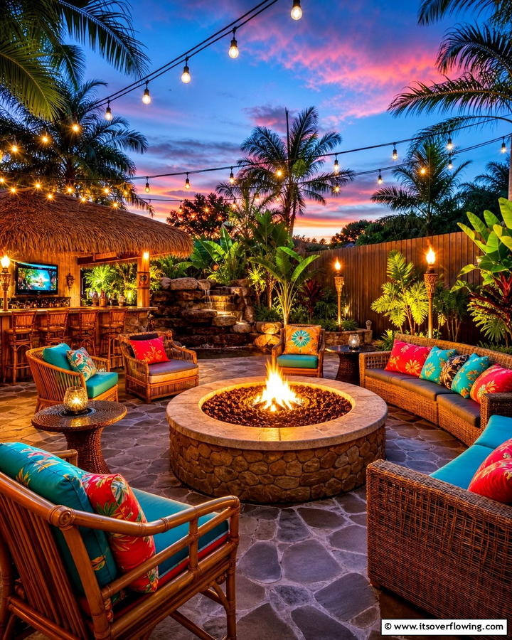 Outdoor Fire Pit for Warmth and Ambiance - 20 Tiki Bar Ideas for a Tropical Backyard Oasis