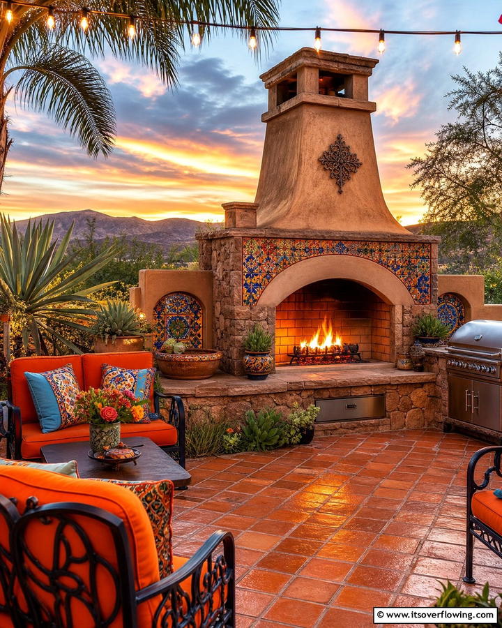 Outdoor Fireplace Addition - 20 Mexican Outdoor Kitchen Ideas for Vibrant Spaces