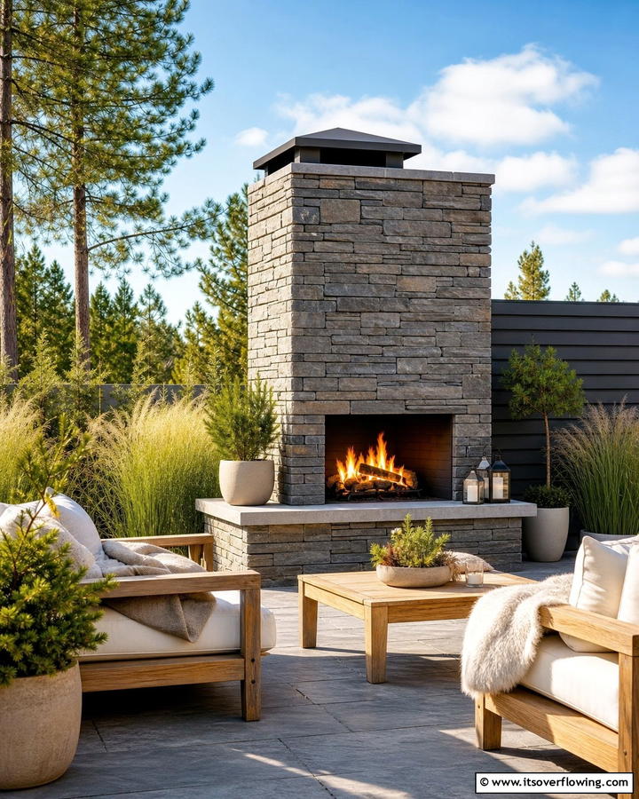 Outdoor Fireplace for Alfresco Warmth - 20 Scandinavian Fireplace Ideas for Cozy Homes