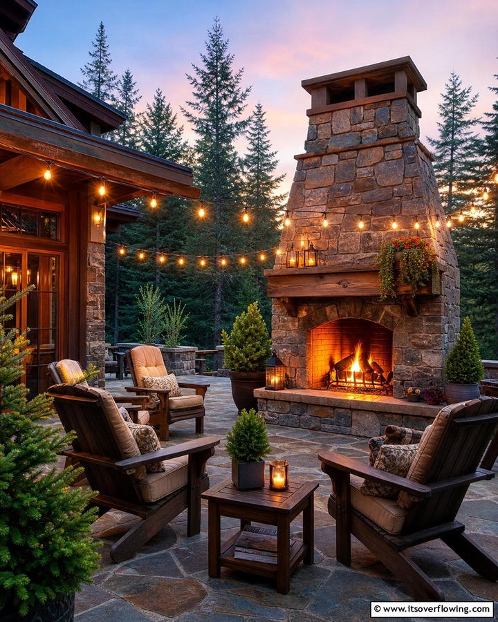 Outdoor Fireplace on the Patio - 25 Cozy Cabin Fireplace Ideas for a Warm Retreat