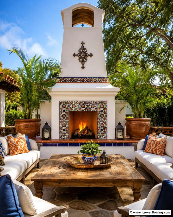 Outdoor Fireplace - 25 Spanish Style Patio Ideas for Outdoor Living