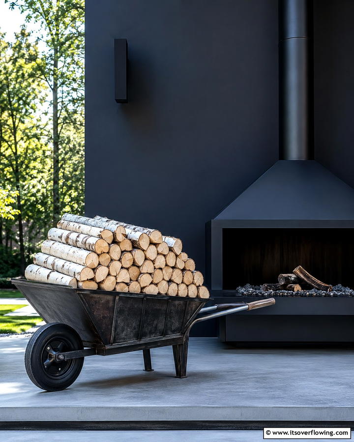 Outdoor Firewood HolderOne - 25 Old Wheelbarrow Ideas for Unique and Creative Garden Decor