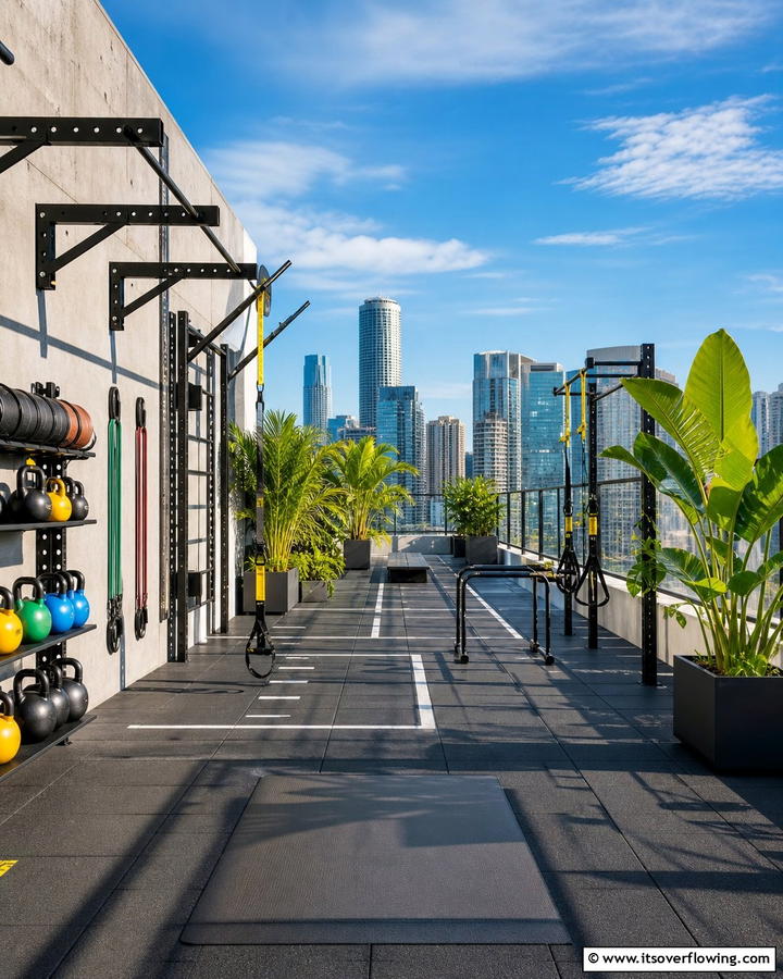 Outdoor Fitness Zone - 21 Rooftop Deck Layouts for Urban Outdoor Entertainment Areas