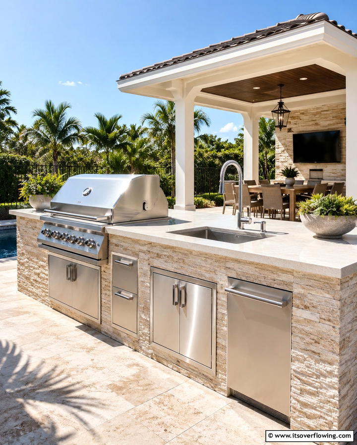 Outdoor Grill Island with Sink - 25 Grill Station Ideas for the Ultimate Outdoor Cooking Space
