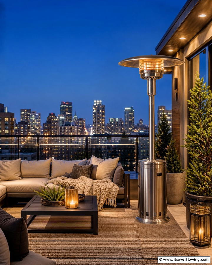 Outdoor Heater for Year Round Use - 20 Penthouse Balcony Ideas for a Luxurious Outdoor Space