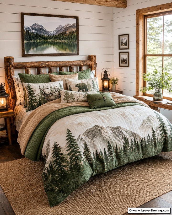 Outdoor Inspired Bedding - 25 Cabin Decor Ideas for a Cozy Retreat