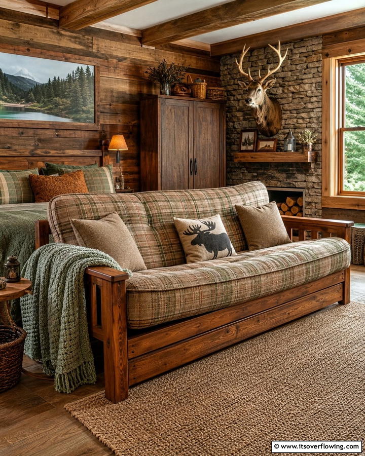 Outdoor Inspired Futon for a Rustic Look - 20 Futon Bedroom Ideas for a Versatile and Stylish Space
