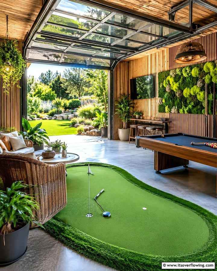 Outdoor Inspired Game Room - 30 Garage Game Room Ideas for Ultimate Entertainment Zones
