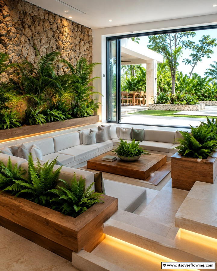 Outdoor Inspired Indoor Space - 25 Sunken Living Room Ideas for a Modern and Cozy Space