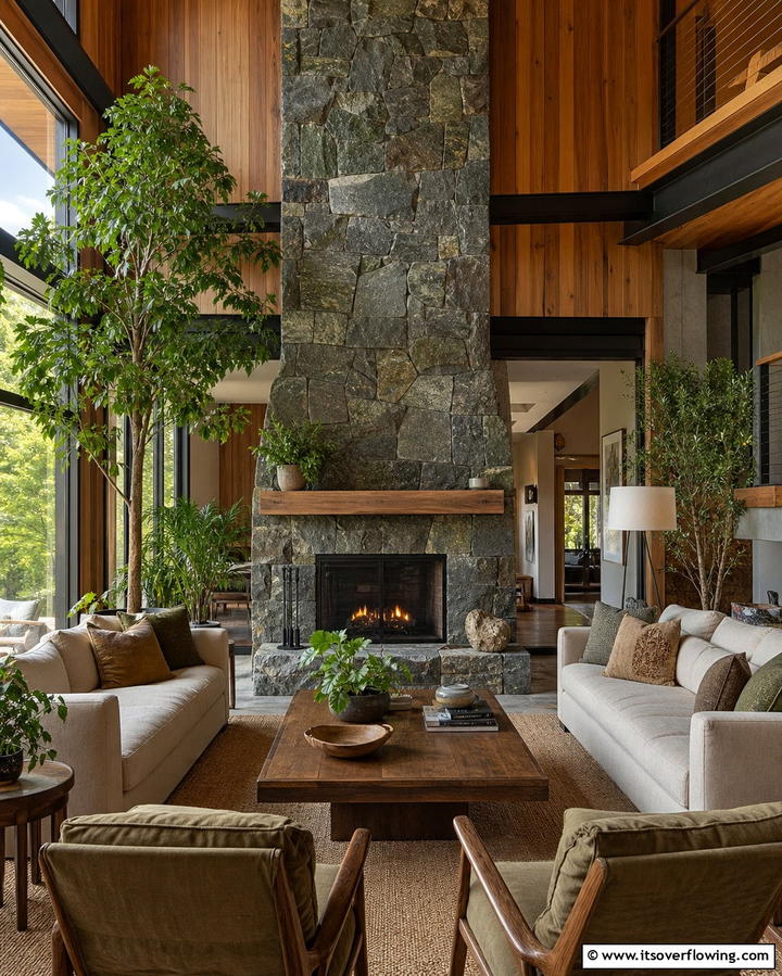 Outdoor Inspired Interiors - 25 Floor to Ceiling Stone Fireplace Ideas for Drama