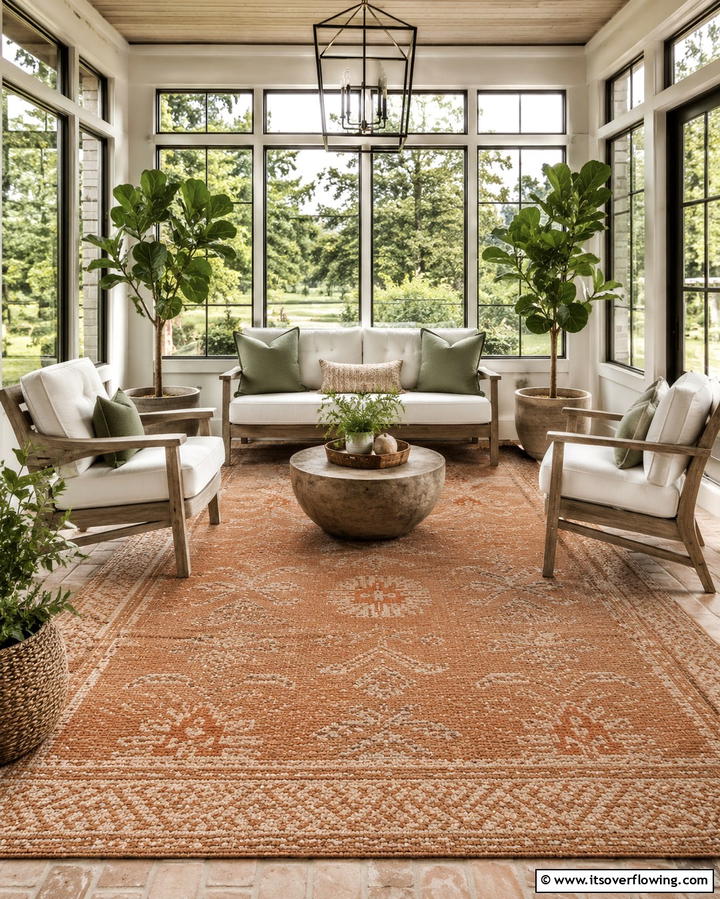 Outdoor Inspired Rugs for Versatility - 30 Living Room Rug Ideas to Define Your Space Stylishly