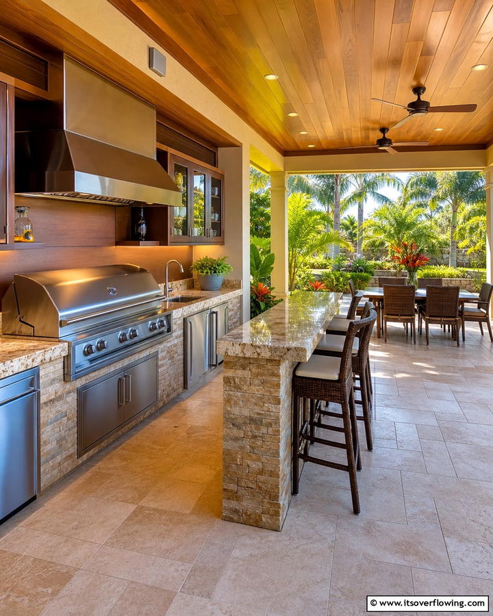 Outdoor Kitchen Setup - 20 Lanai Porch Ideas- Tropical Outdoor Living