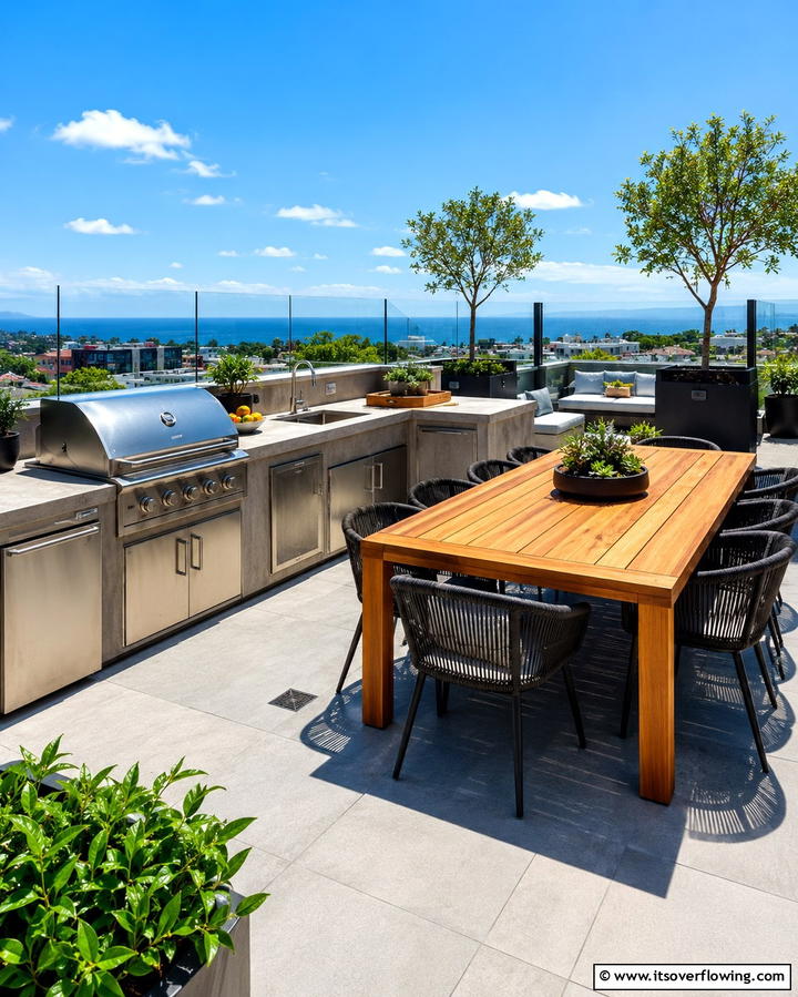 Outdoor Kitchen and Dining - 25 Rooftop Garden Ideas for Urban Green Spaces