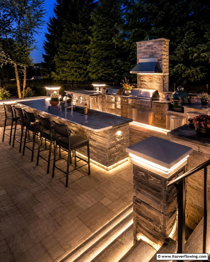 Outdoor Kitchen with Ambient Lighting Features - 25 Outdoor Kitchen on Deck Ideas for Seamless Entertaining