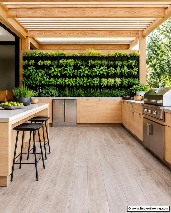Outdoor Kitchen with Vertical Garden Integration - 25 Outdoor Kitchen on Deck Ideas for Seamless Entertaining