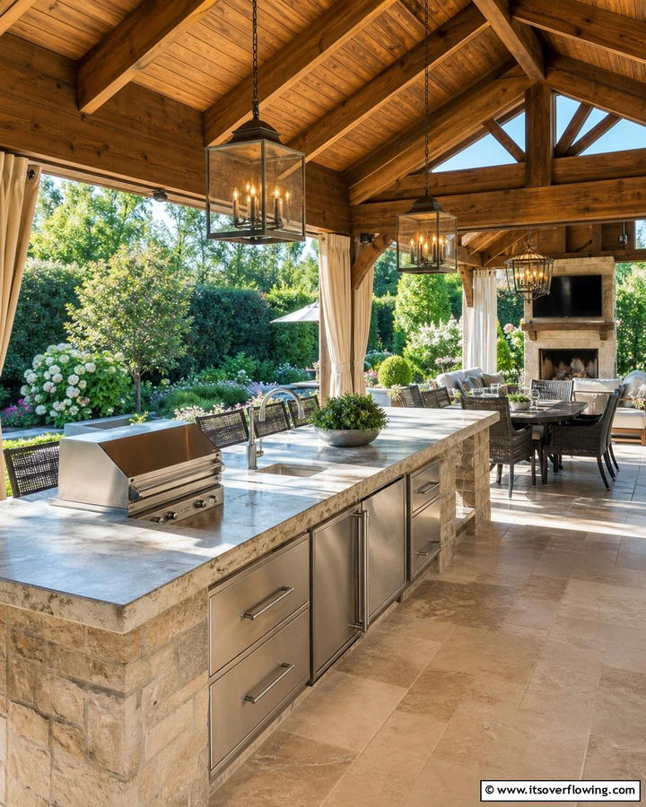 Outdoor Kitchen with a Covered Patio - 20 Luxury Outdoor Kitchen Ideas for Gourmet Cooking
