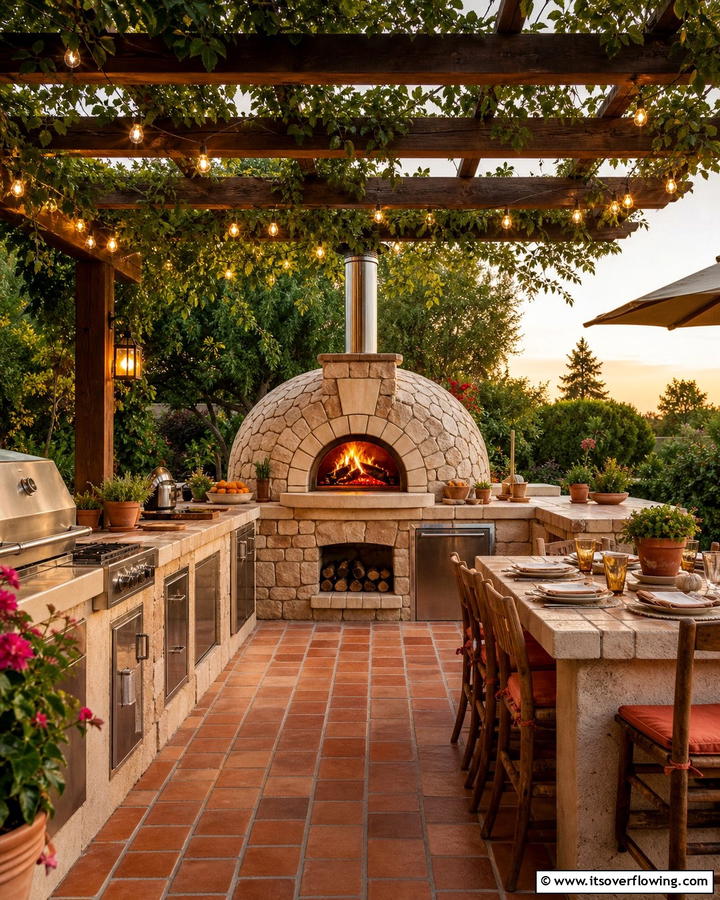 Outdoor Kitchen with a Pizza Oven - 20 Luxury Outdoor Kitchen Ideas for Gourmet Cooking