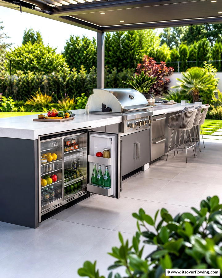 Outdoor Kitchen with a Refrigerator - 20 Luxury Outdoor Kitchen Ideas for Gourmet Cooking