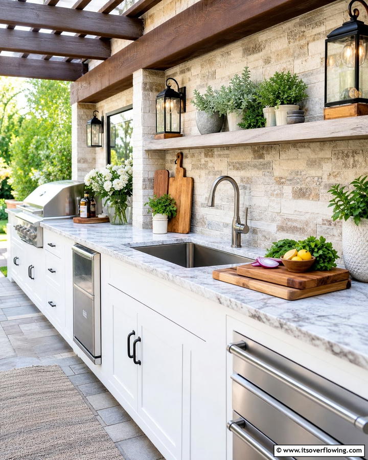 Outdoor Kitchen with a Sink and Prep Station - 20 Luxury Outdoor Kitchen Ideas for Gourmet Cooking