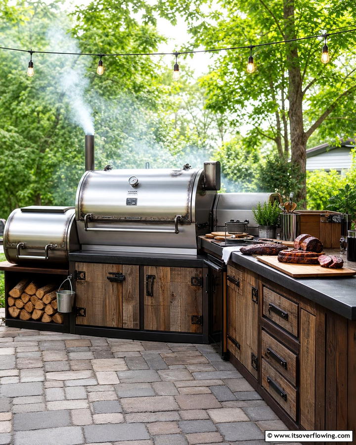 Outdoor Kitchen with a Smoker - 20 Luxury Outdoor Kitchen Ideas for Gourmet Cooking