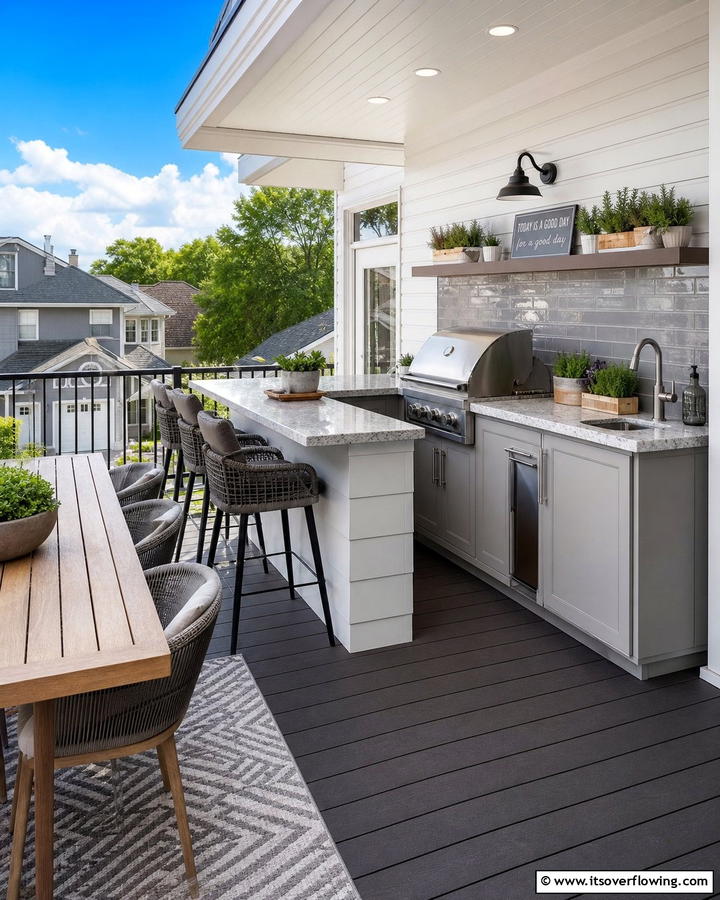 Outdoor Kitchenette - 20 Balcony Over Garage Ideas for Extra Space