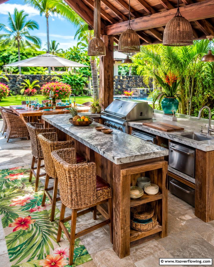 Outdoor Kitchens for Alfresco Feasts - 20 Tropical Backyard Ideas for a Lush Oasis
