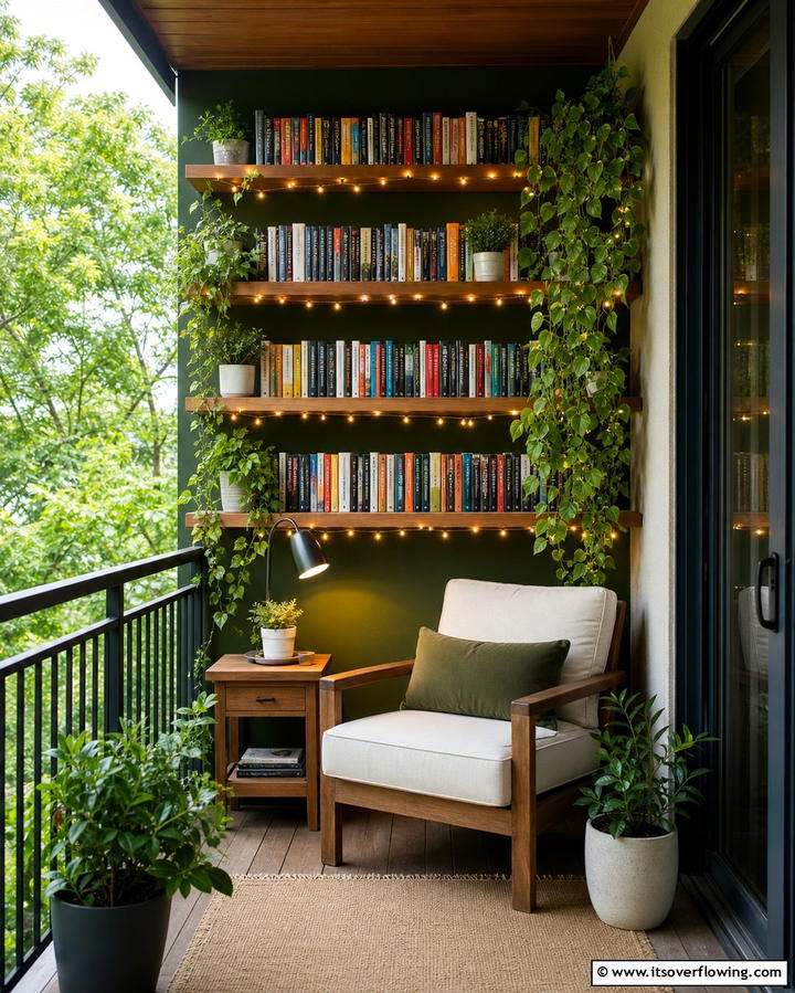Outdoor Library Nook - 25 Inspiring Bedroom Balcony Ideas for Your Home