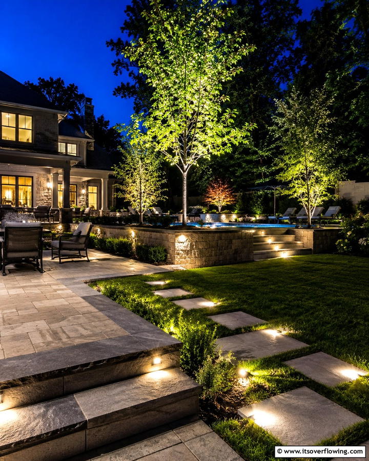 Outdoor Lighting for Ambiance and Safety - 25 Low Maintenance Backyard Landscaping Ideas