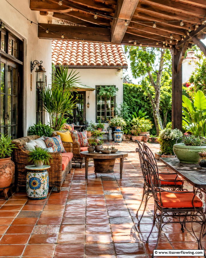 Outdoor Living Space - 30 Spanish Bungalow Exterior Ideas for Mediterranean Charm