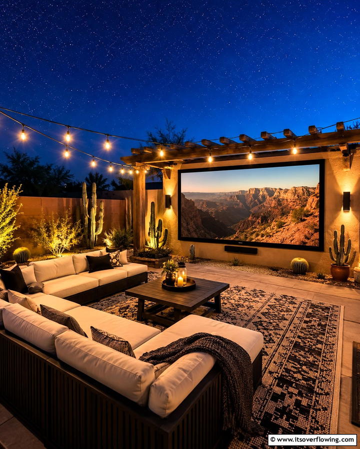 Outdoor Movie Area - 25 Arizona Backyard Ideas for Desert Landscapes