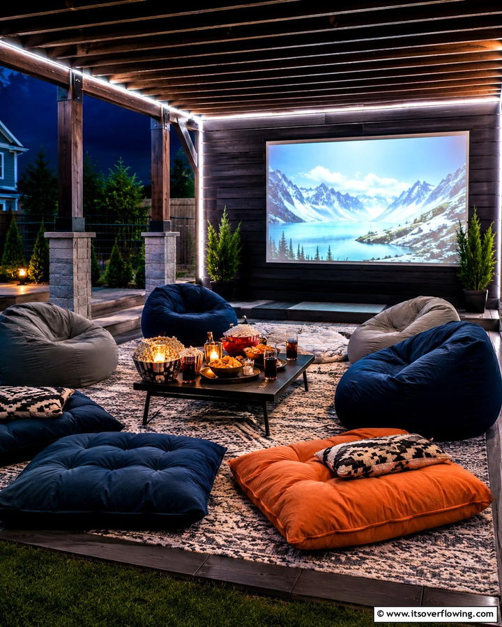 Outdoor Movie Night - 25 Under Deck Landscaping Ideas for Hidden Spaces