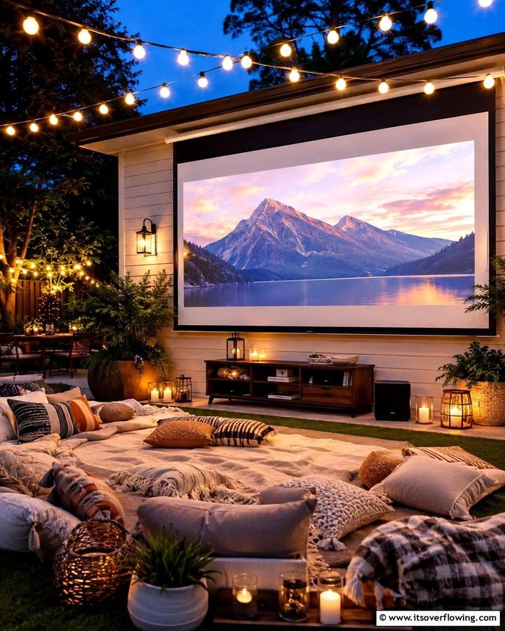 Outdoor Movie Night Setup - 25 Townhouse Patio Ideas for Small Outdoor Spaces