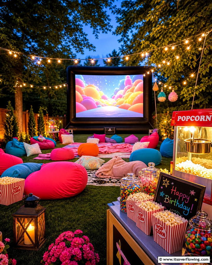 Outdoor Movie NightExact - 25 Backyard Birthday Party Ideas for Unforgettable Celebrations