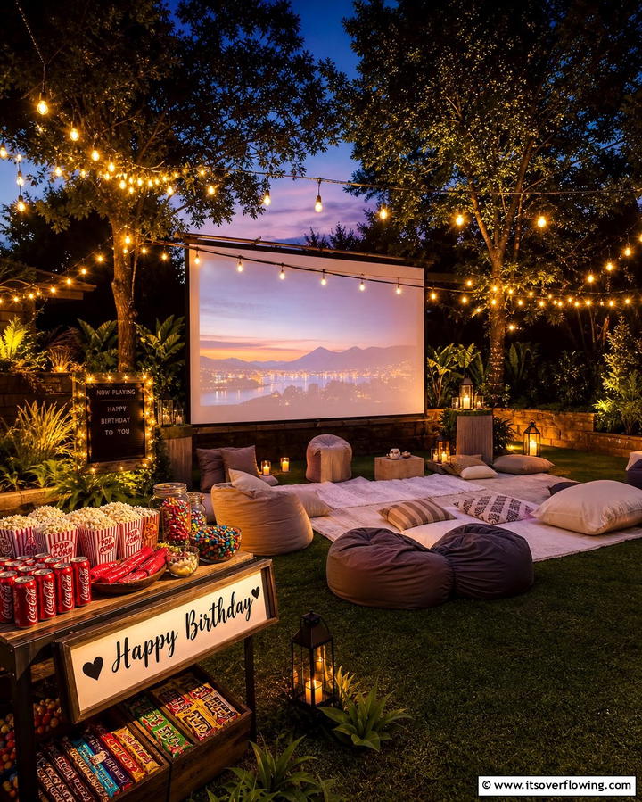 Outdoor Movie NightOne - 25 Backyard Birthday Party Ideas for Unforgettable Celebrations