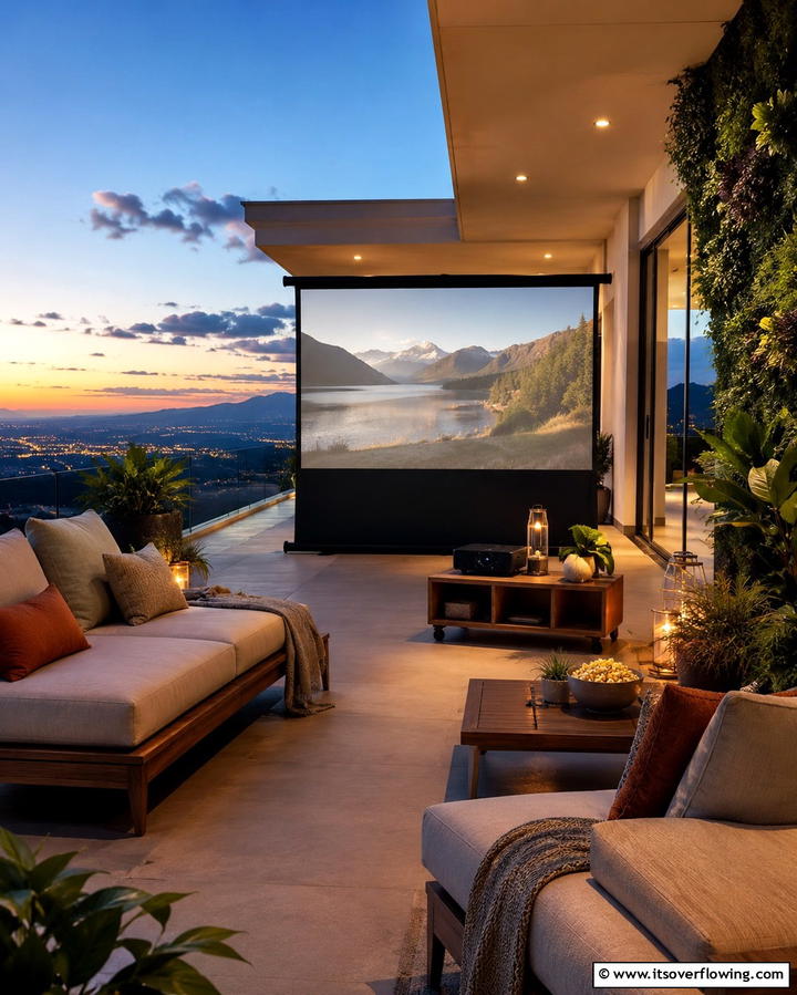 Outdoor Movie Setup - 25 Large Balcony Ideas for Stunning Outdoor Spaces