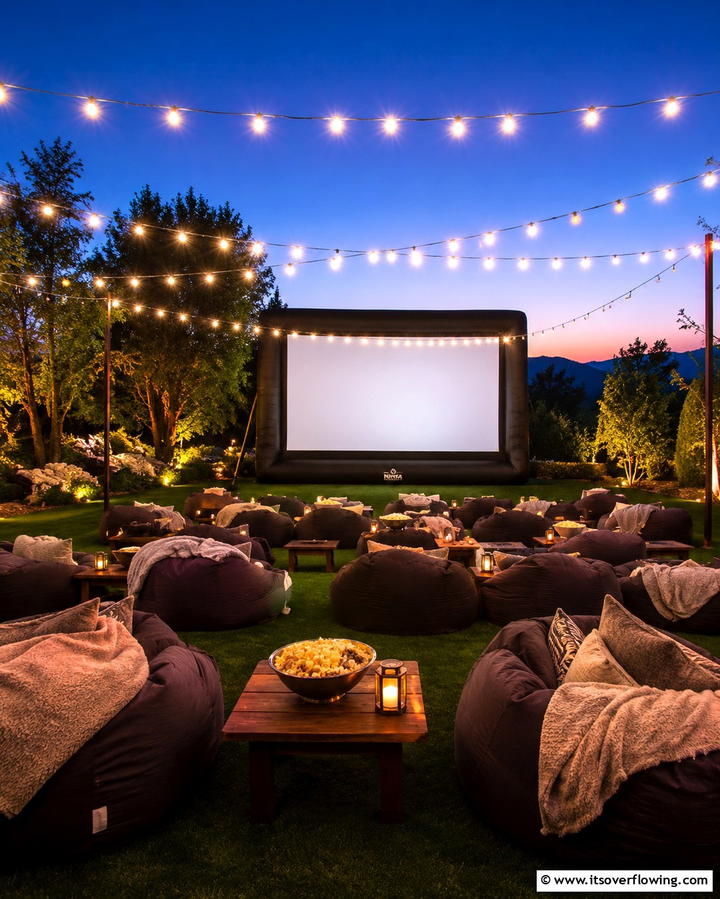 Outdoor Movie Theater - 25 Large Backyard Landscaping Ideas for a Stunning Outdoor Oasis