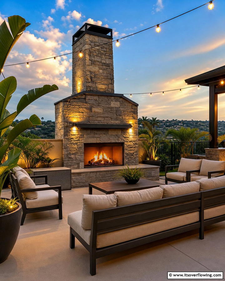 Outdoor Patio Fireplace - 21 Modern Fireplace Ideas for Cozy Contemporary Living Rooms