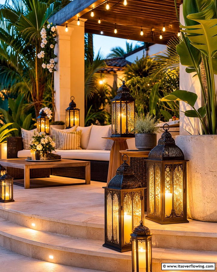 Outdoor Patio Lantern Display - 30 Lantern Decor Ideas for Indoor and Outdoor Spaces