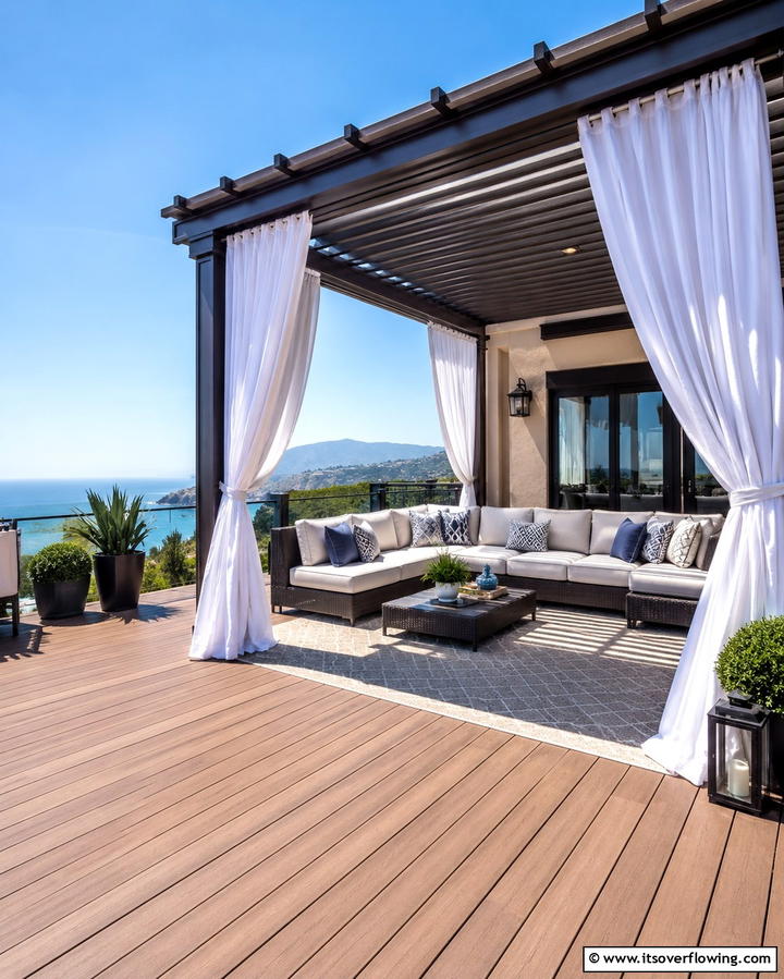 Outdoor Pergola Curtains - 30 Balcony Privacy Ideas for Secluded Outdoor Spaces