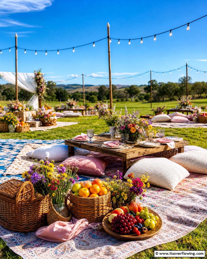 Outdoor Picnic Reception - 21 Spring Wedding Theme Ideas for Fresh Celebrations