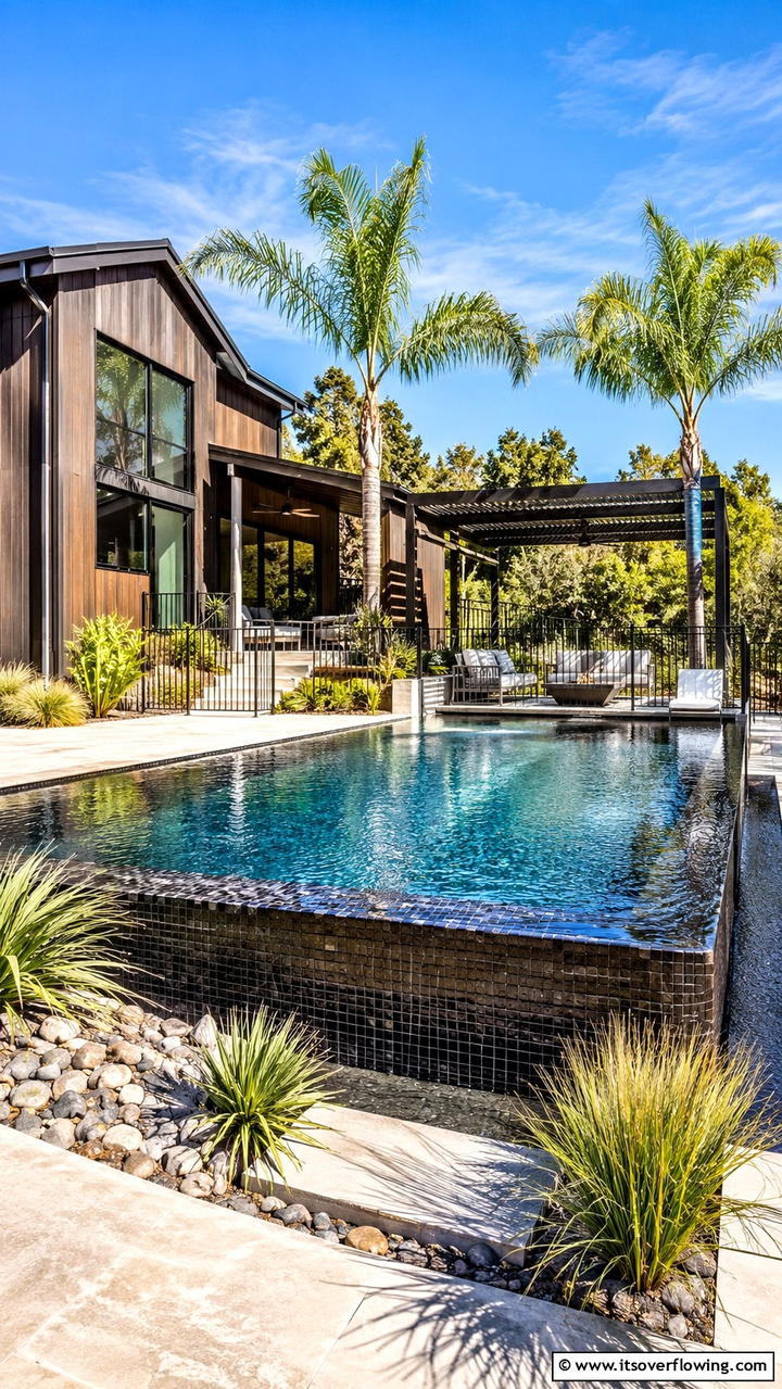 Outdoor Pool Design - 30 Dark Brown House With Black Trim Exterior Design Ideas