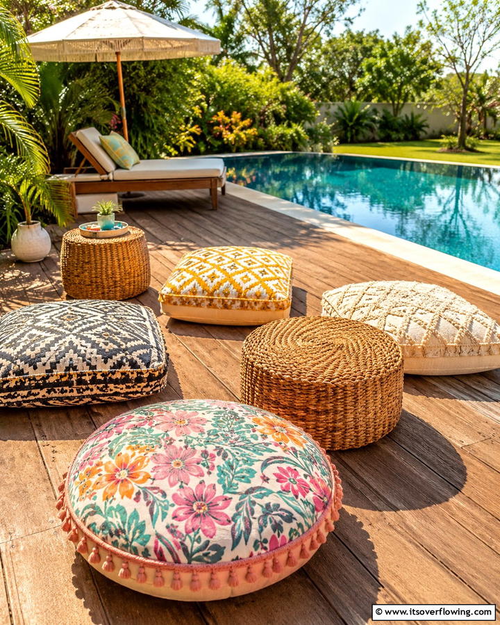Outdoor Poufs and Floor Cushions - 25 Pool Furniture Ideas for a Relaxing Outdoor Oasis
