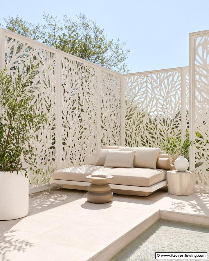 Outdoor Privacy Screens with Decorative Patterns - 25 Privacy Patio Ideas for a Secluded Outdoor Oasis